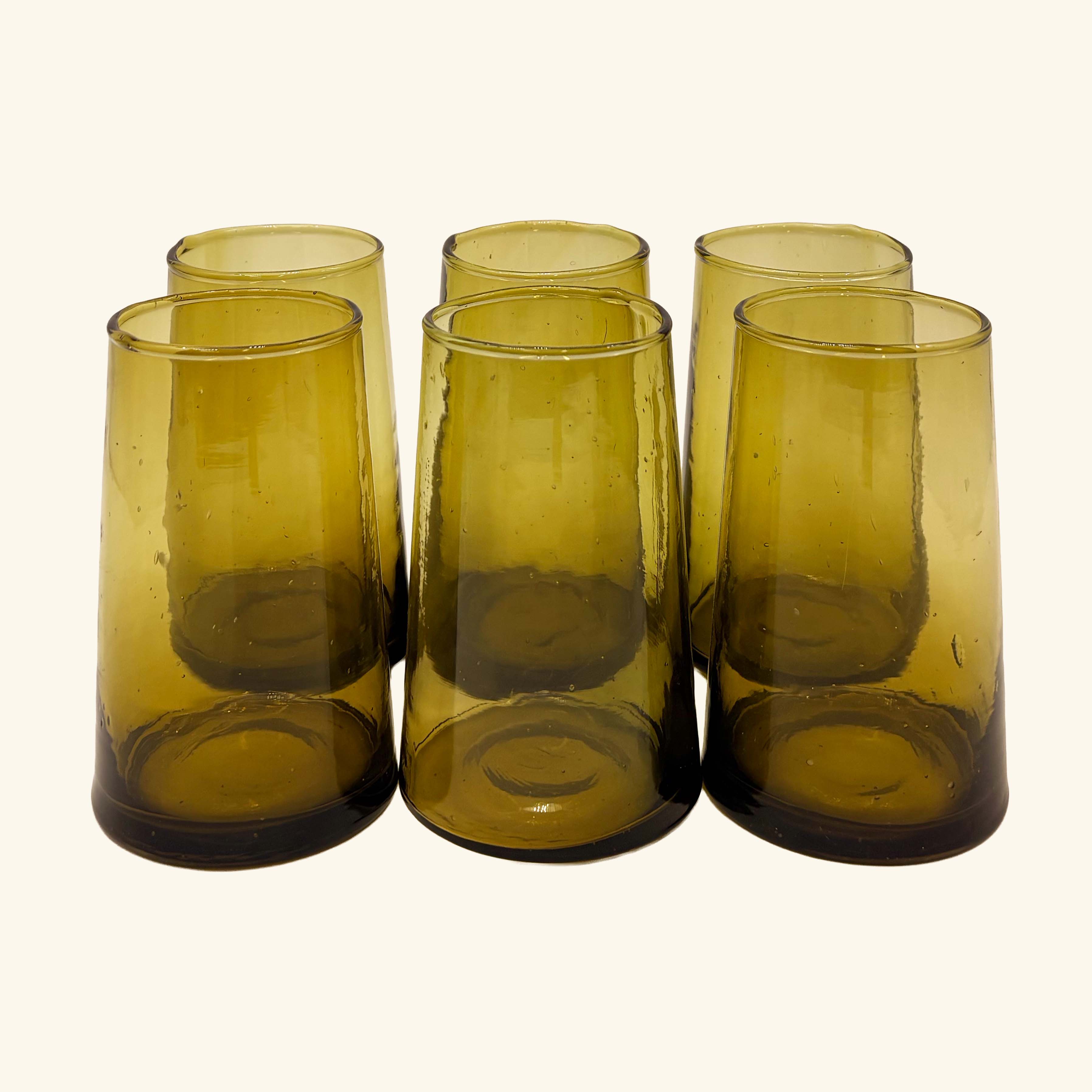 Set of 6 Moroccan Tapered Glass Tumblers