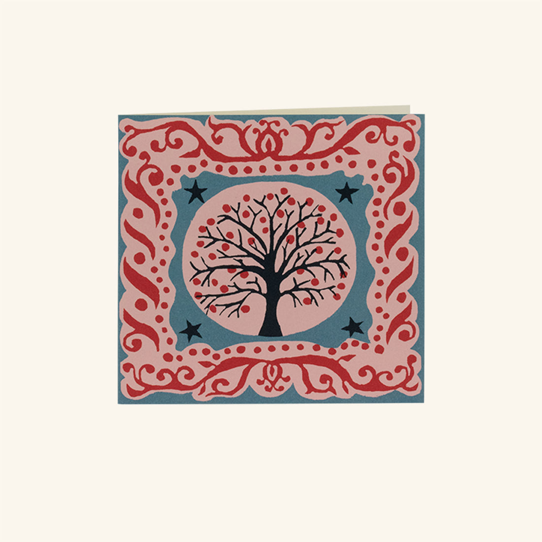 Pack of Ten Square Cards Tree and Stars