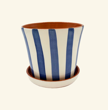 Striped Planter with Saucer