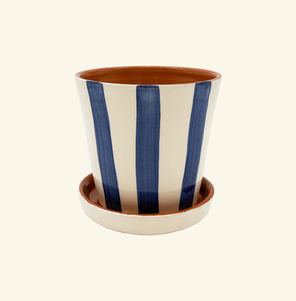 Striped Planter with Saucer