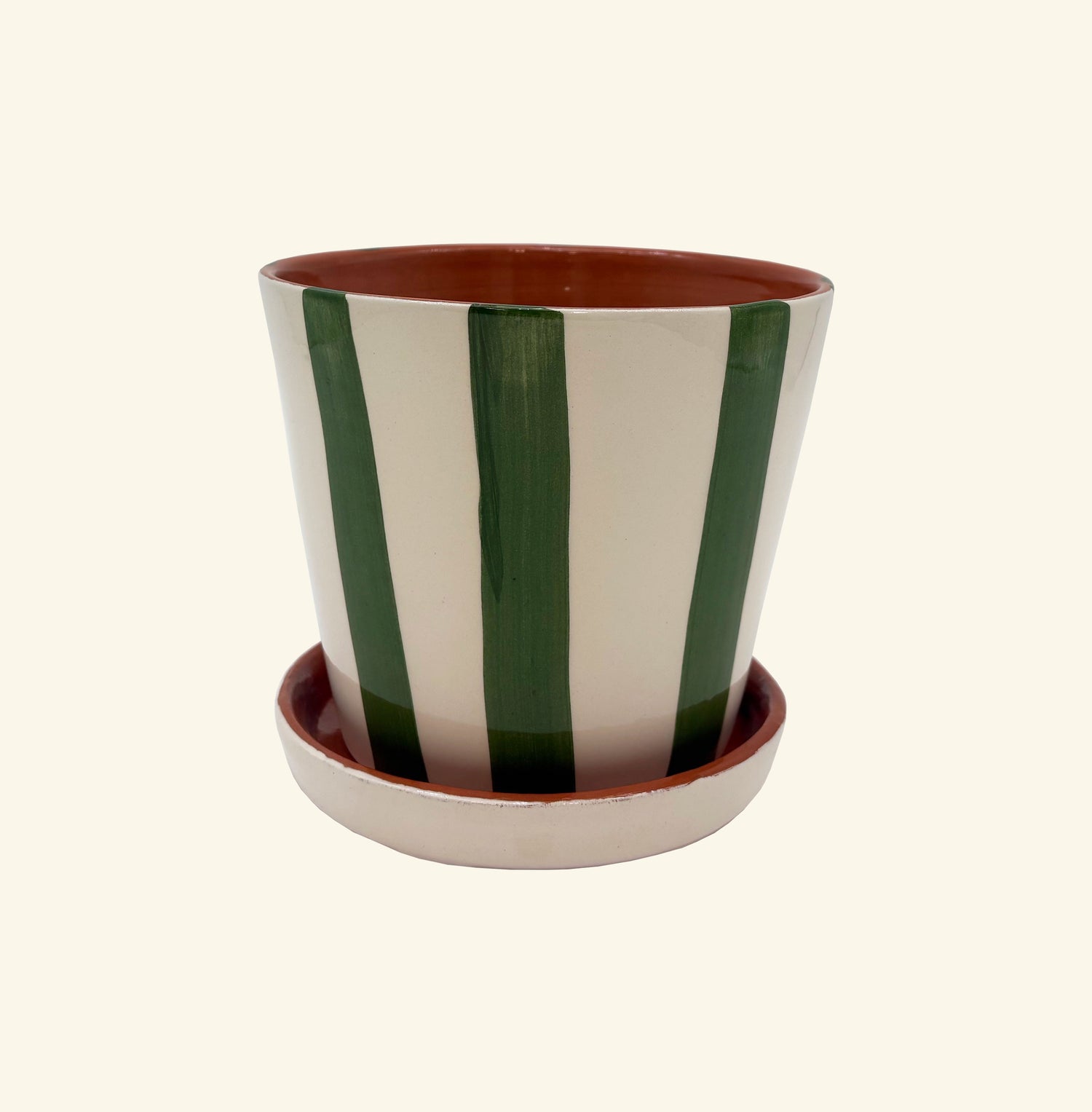 Striped Planter with Saucer