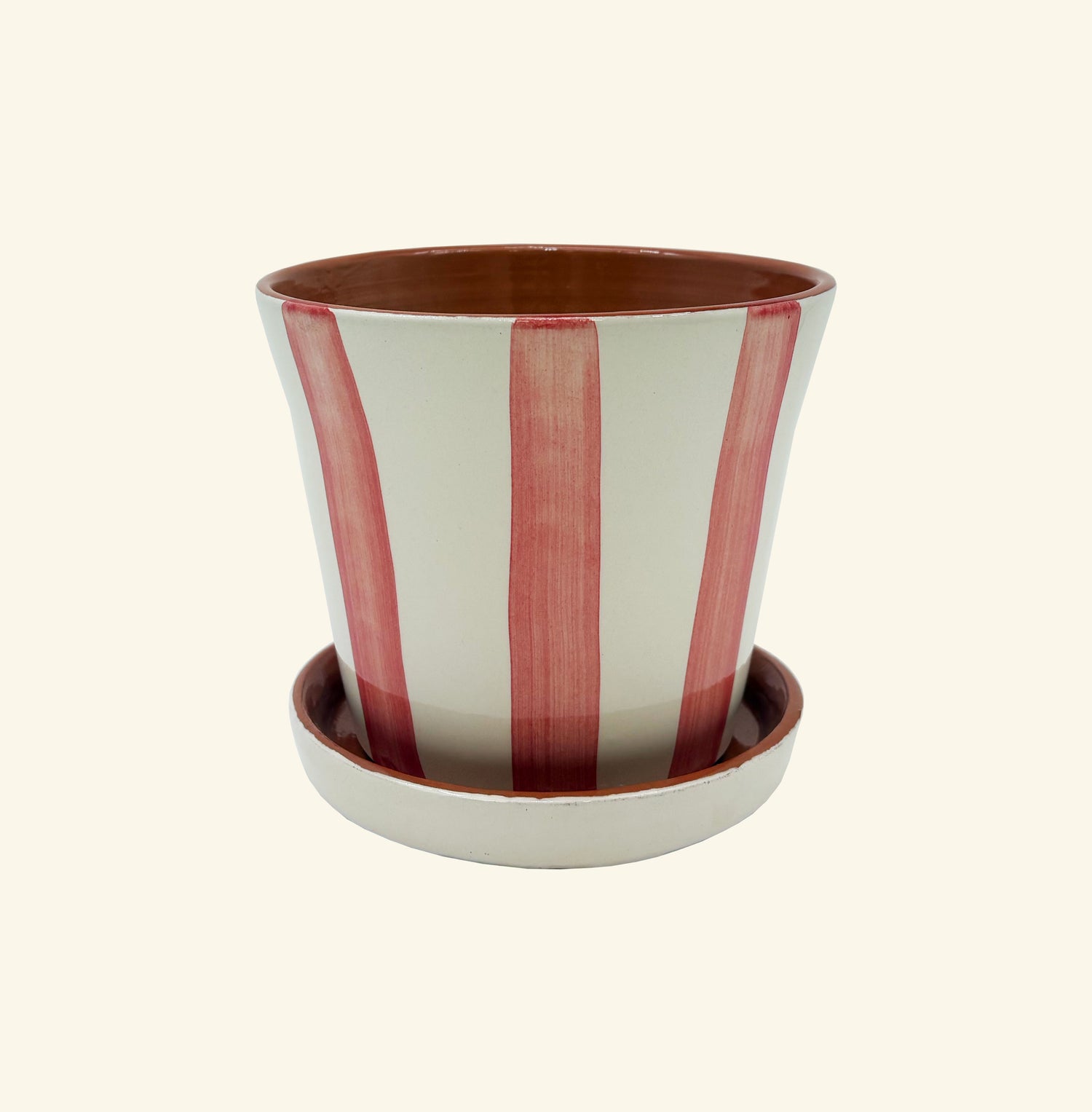 Striped Planter with Saucer