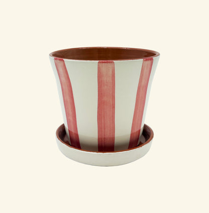 Striped Planter with Saucer