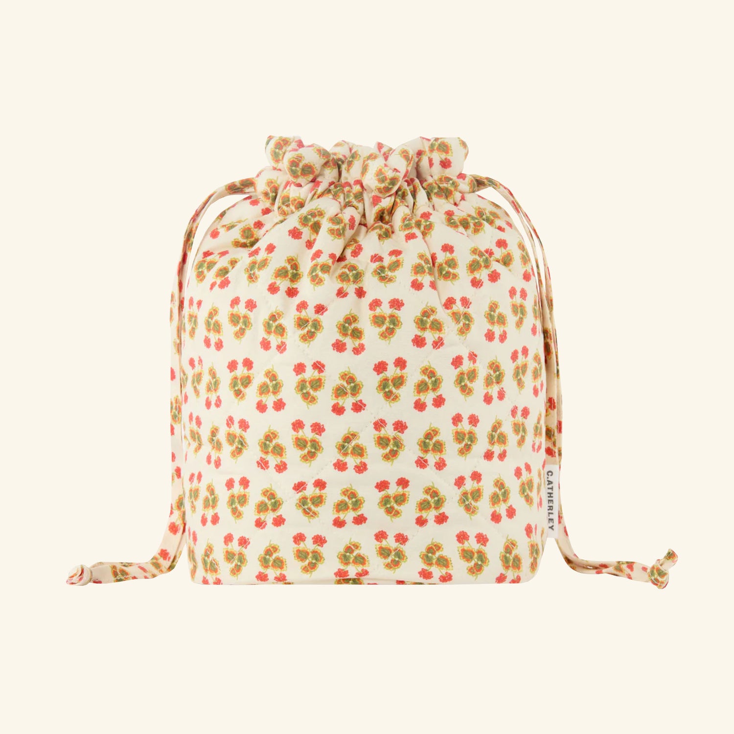 Quilted Geranium Drawstring Bucket Bag