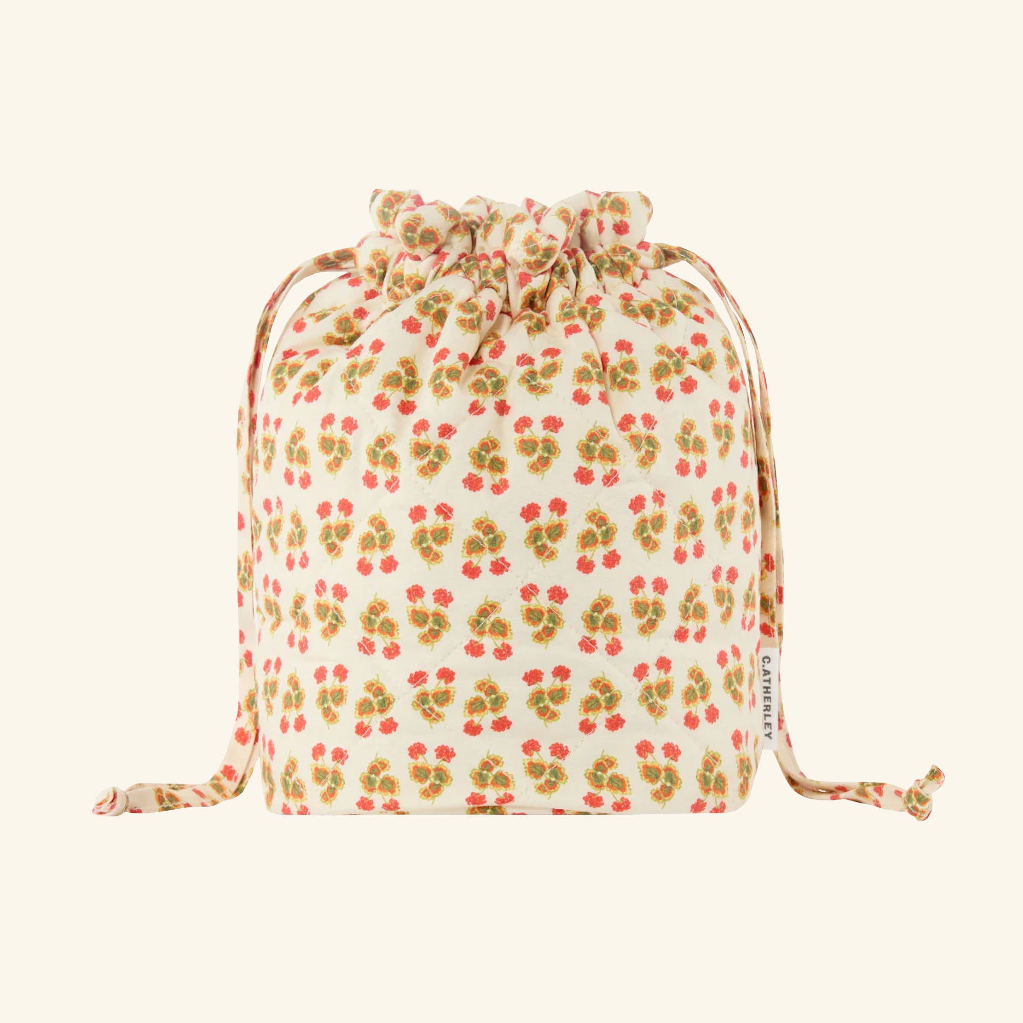 Quilted Geranium Drawstring Bucket Bag