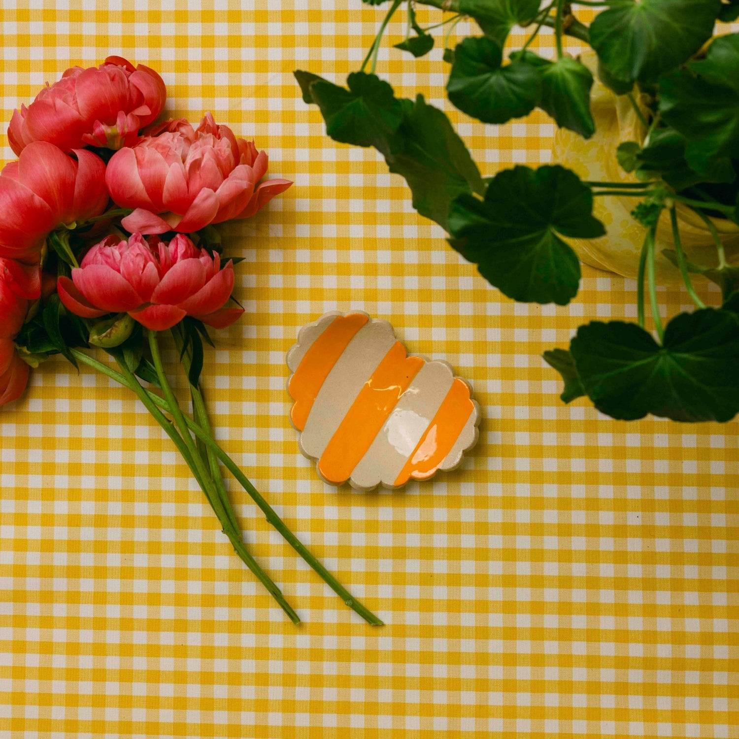 Duci Scalloped Heart Striped Trinket Dish