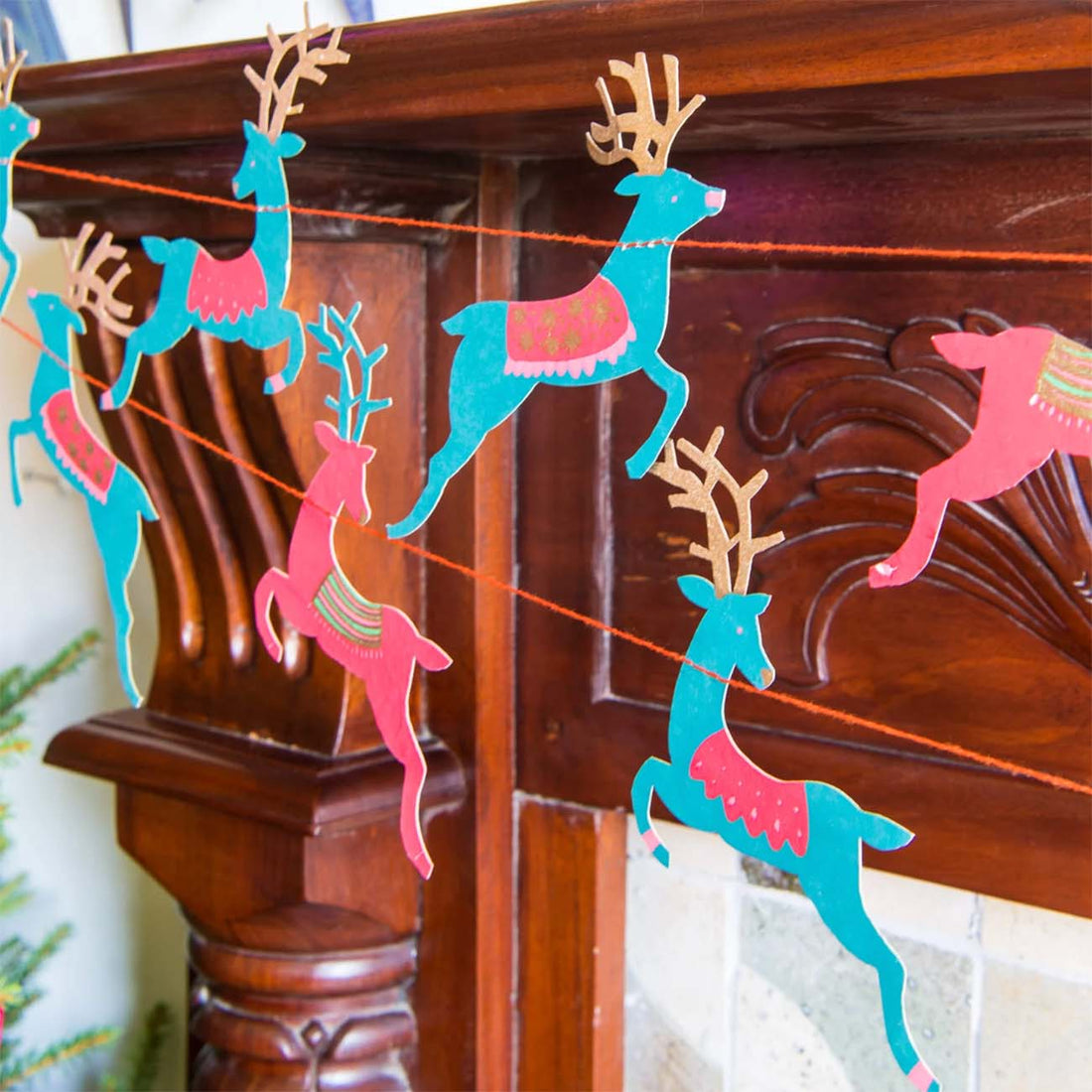 Bright Reindeer Sewn Garland
