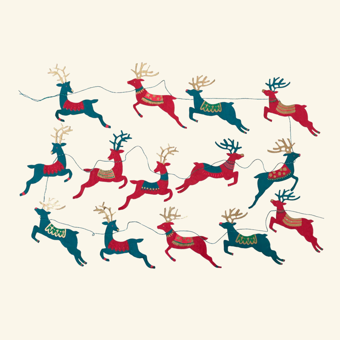 Bright Reindeer Sewn Garland