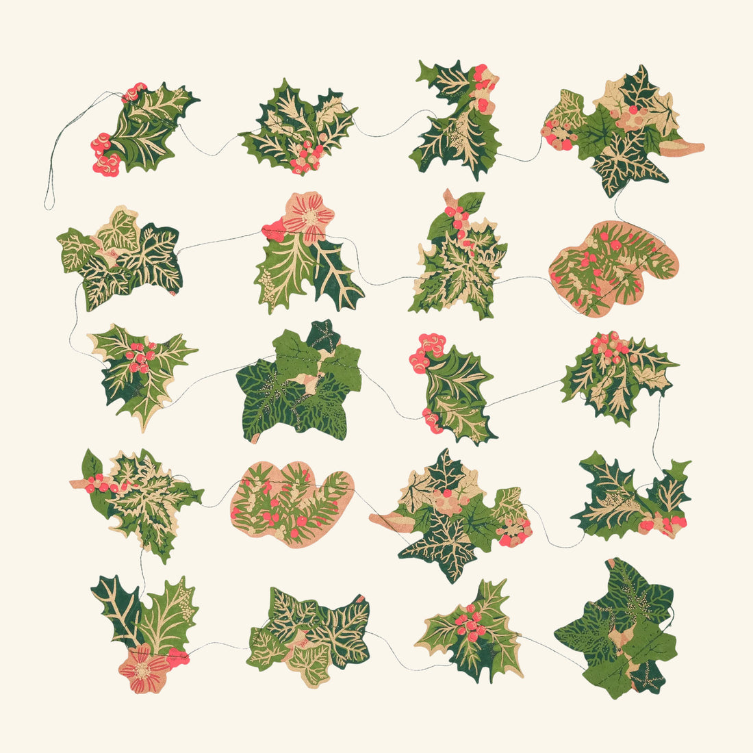 Holly and Ivy Sewn Garland