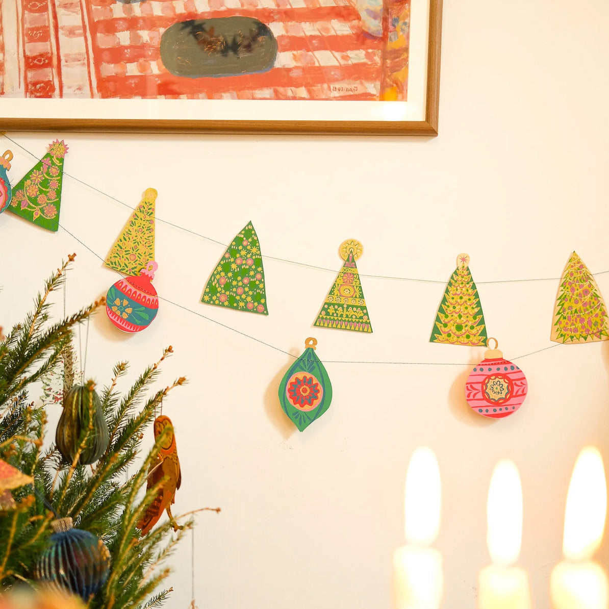 Midcentury Trees Sewn Garland