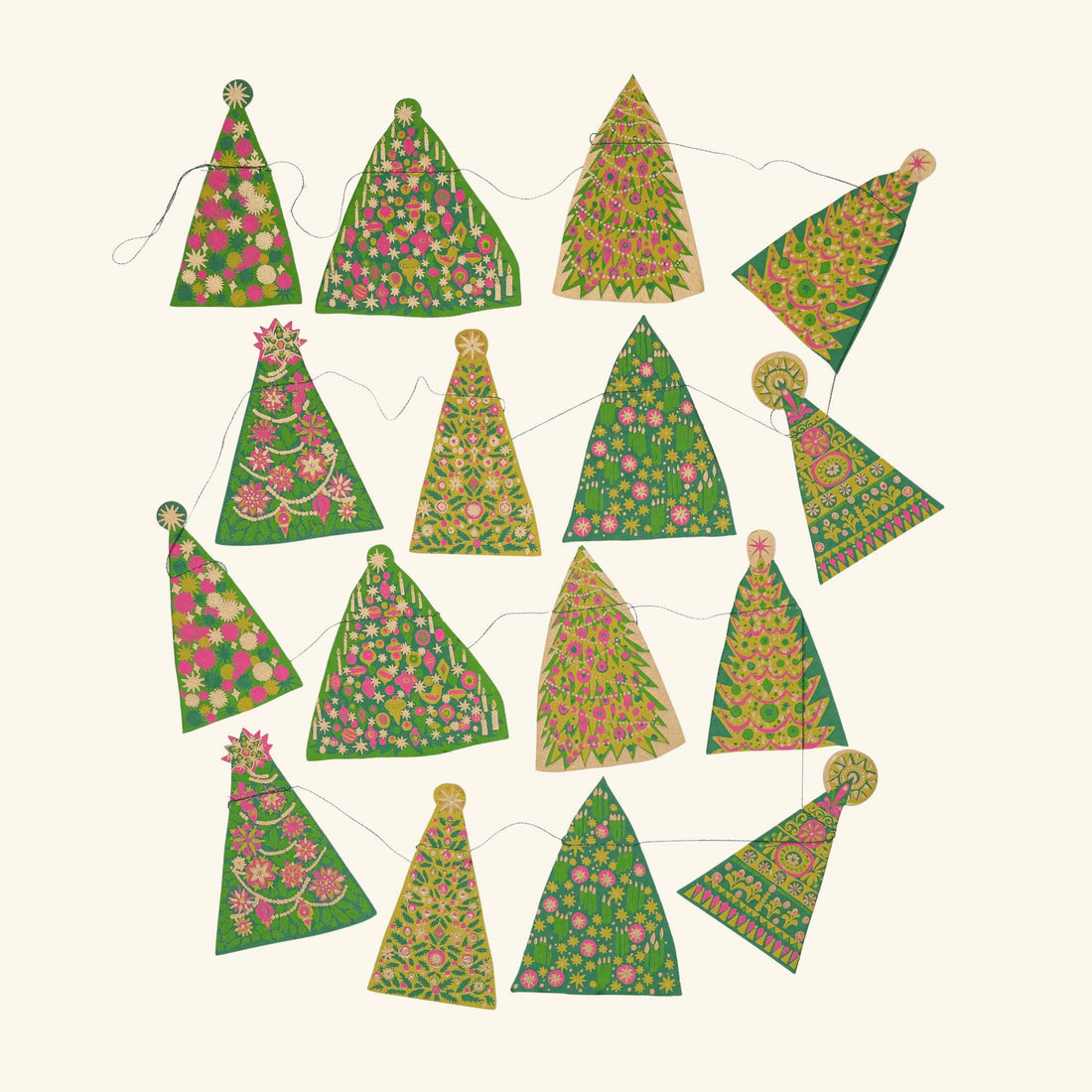 Midcentury Trees Sewn Garland