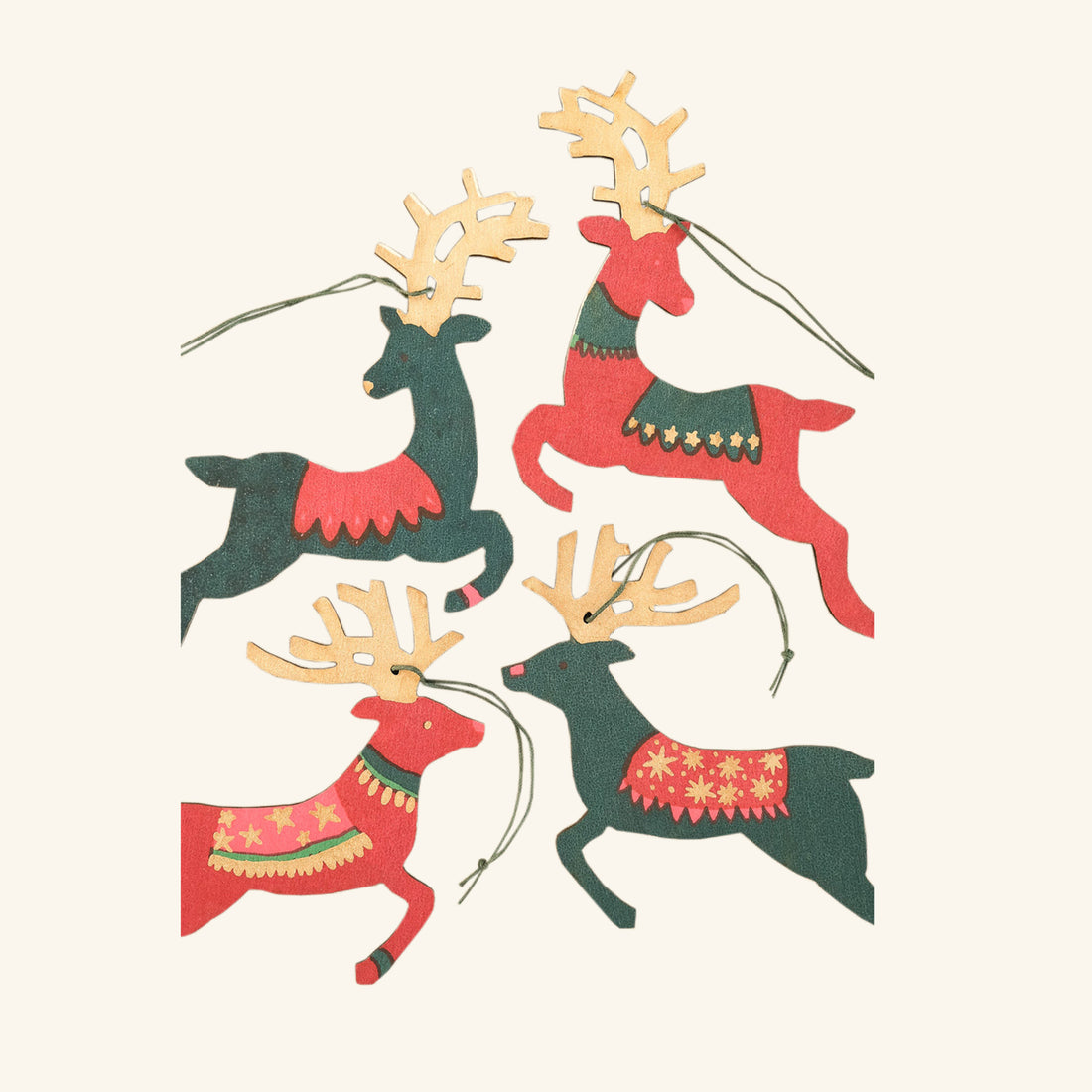 Wooden Reindeer Ornaments