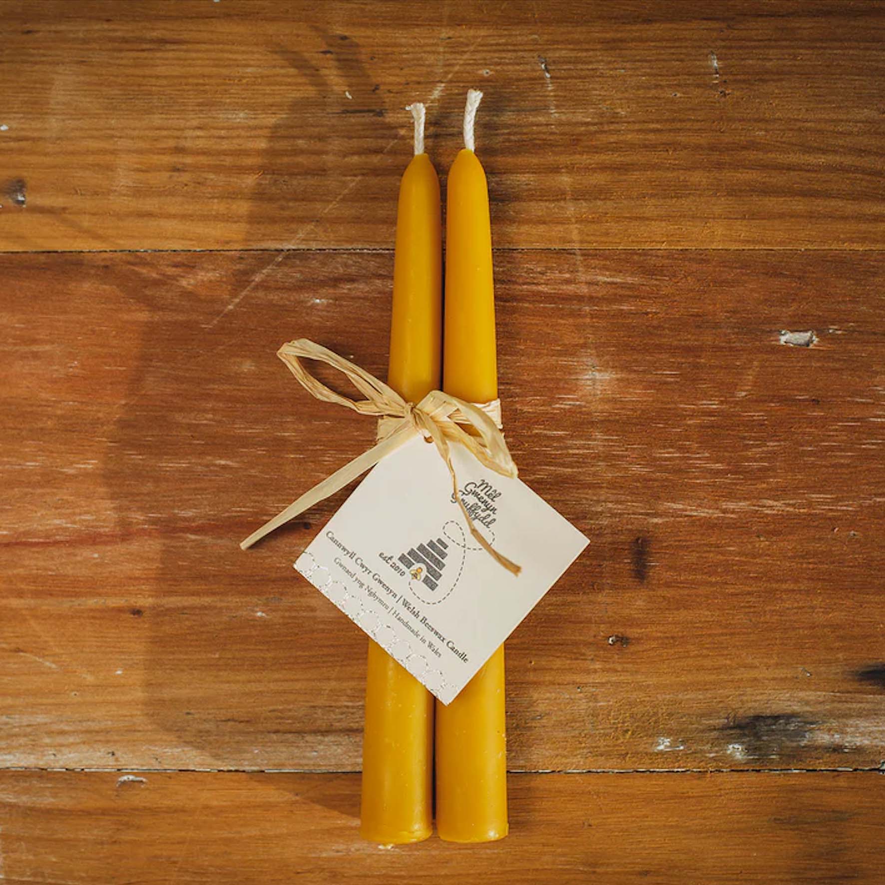 Tapered Pure Beeswax Candle Pair