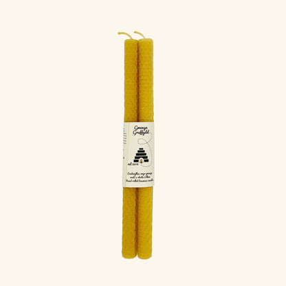 Hand Rolled Pure Beeswax Dinner Candle Pair