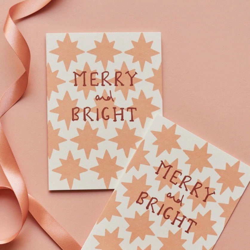 Merry and Bright Star Christmas Card Pack of 6