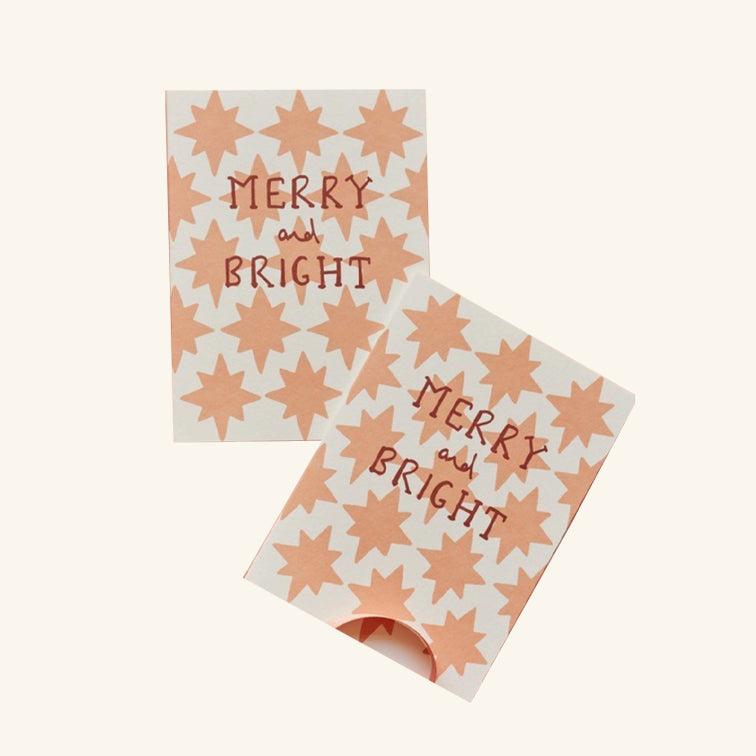 Merry and Bright Star Christmas Card Pack of 6