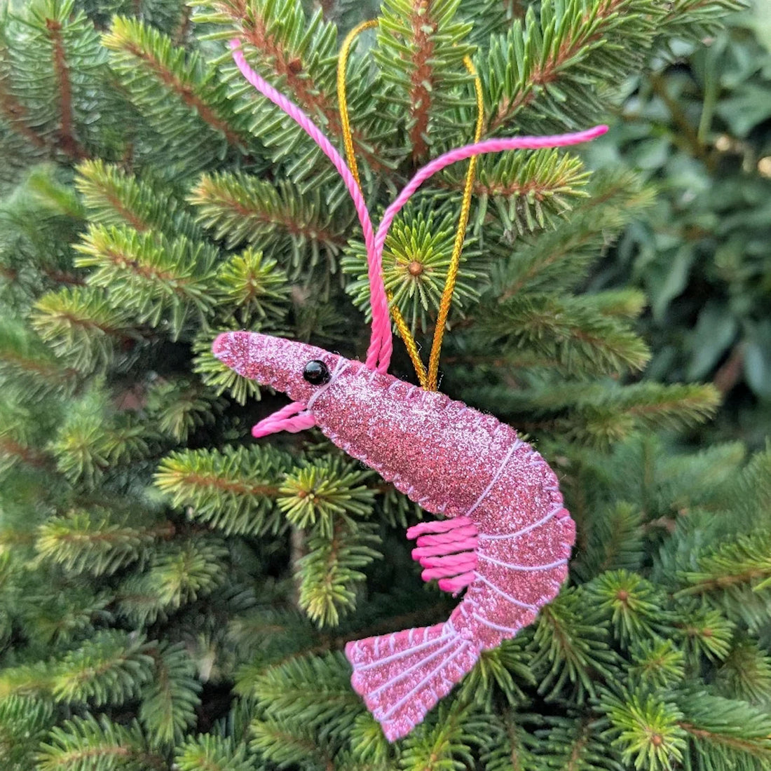 Glittery Felt Prawn Christmas Decoration