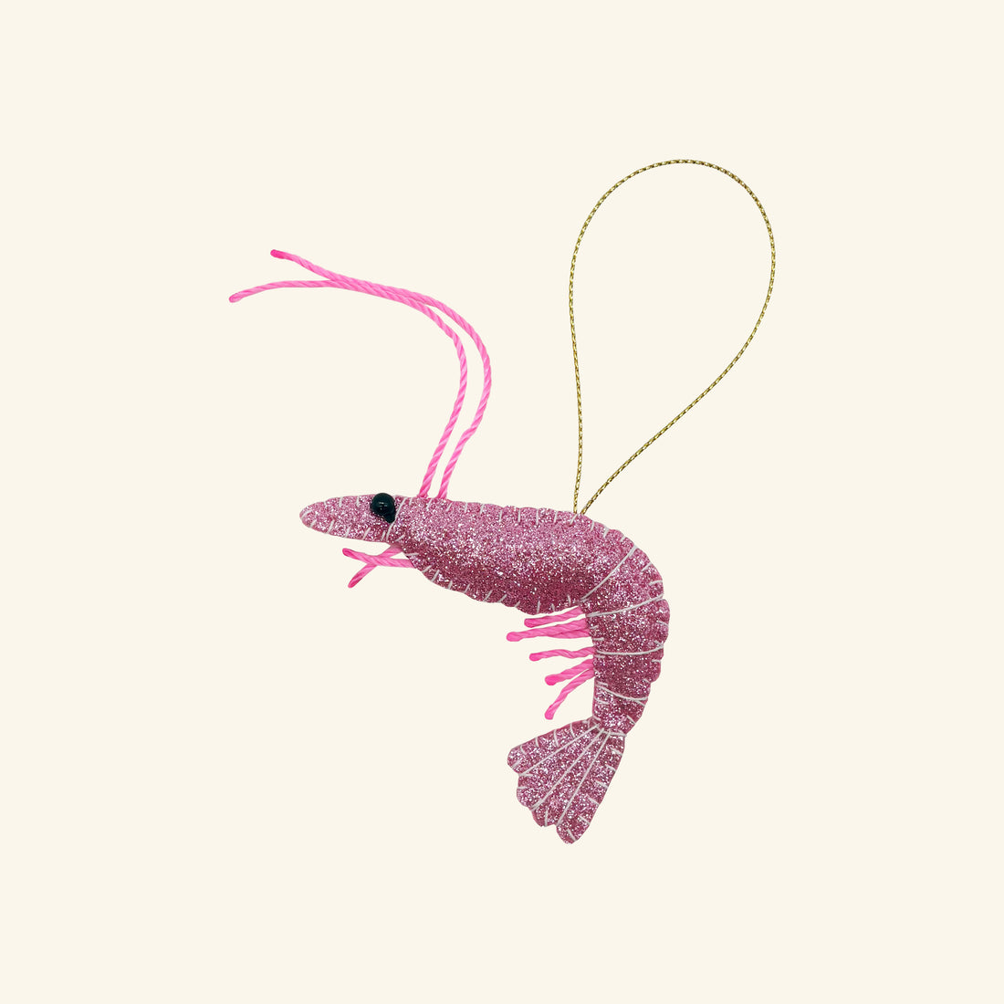 Glittery Felt Prawn Christmas Decoration