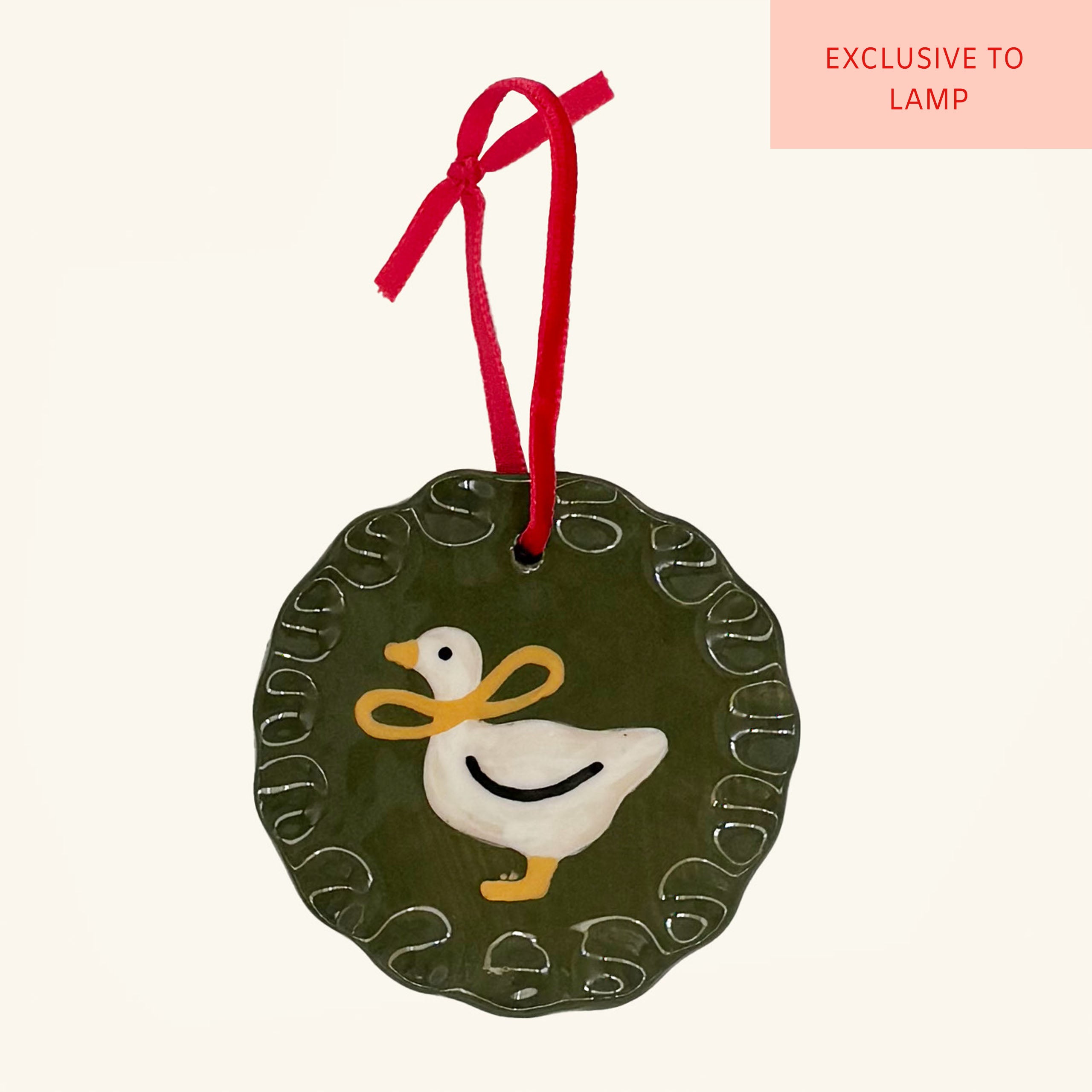 Ceramic Christmas Goose Ornament