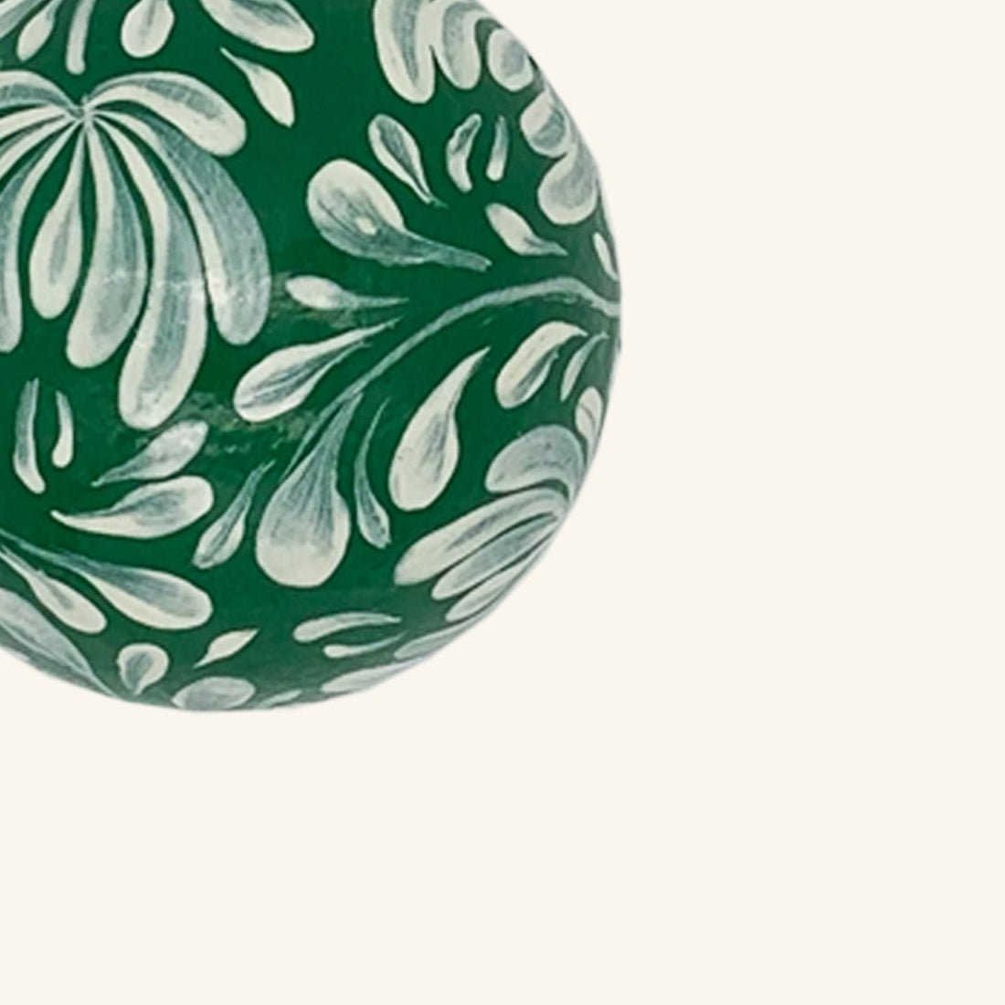 Hand Painted Bauble: White On Green