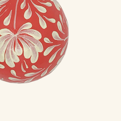 Hand Painted Bauble: White On Pink