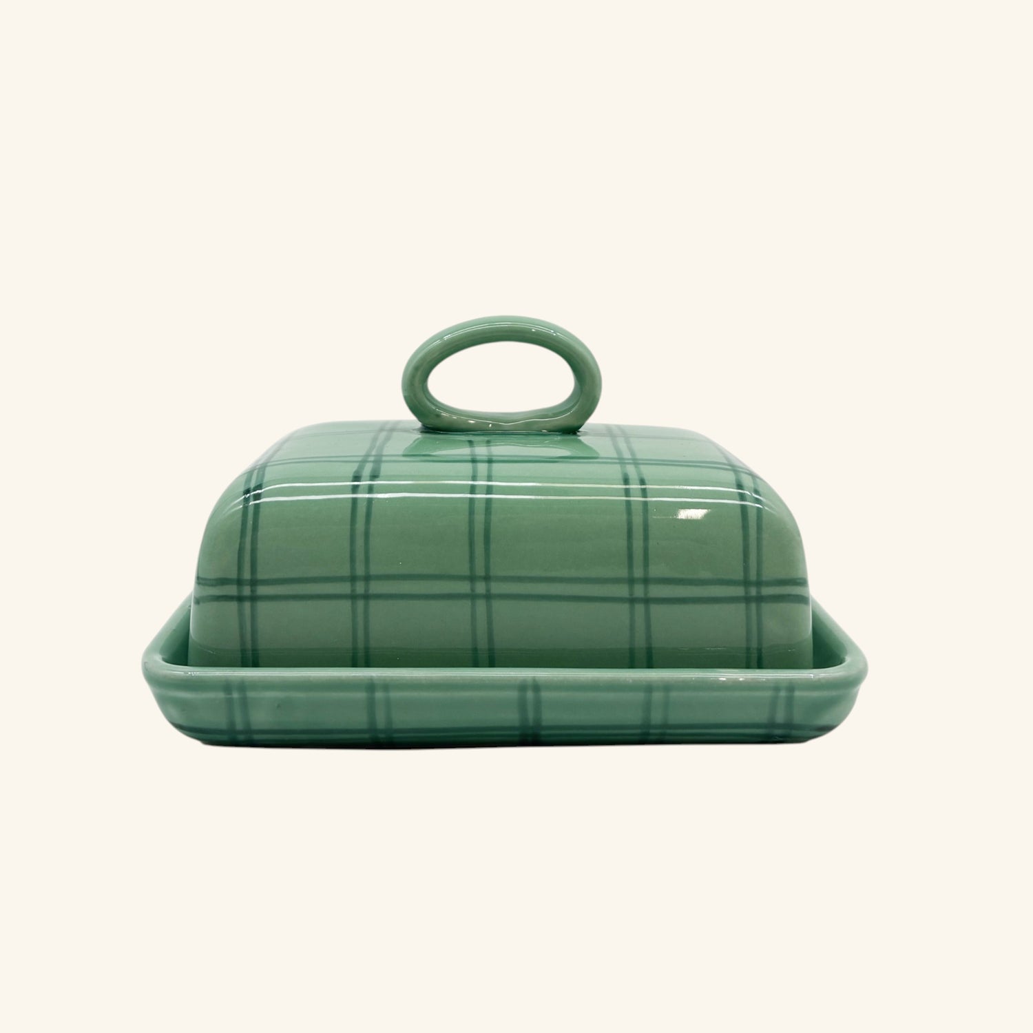 Gingham Butter Dish