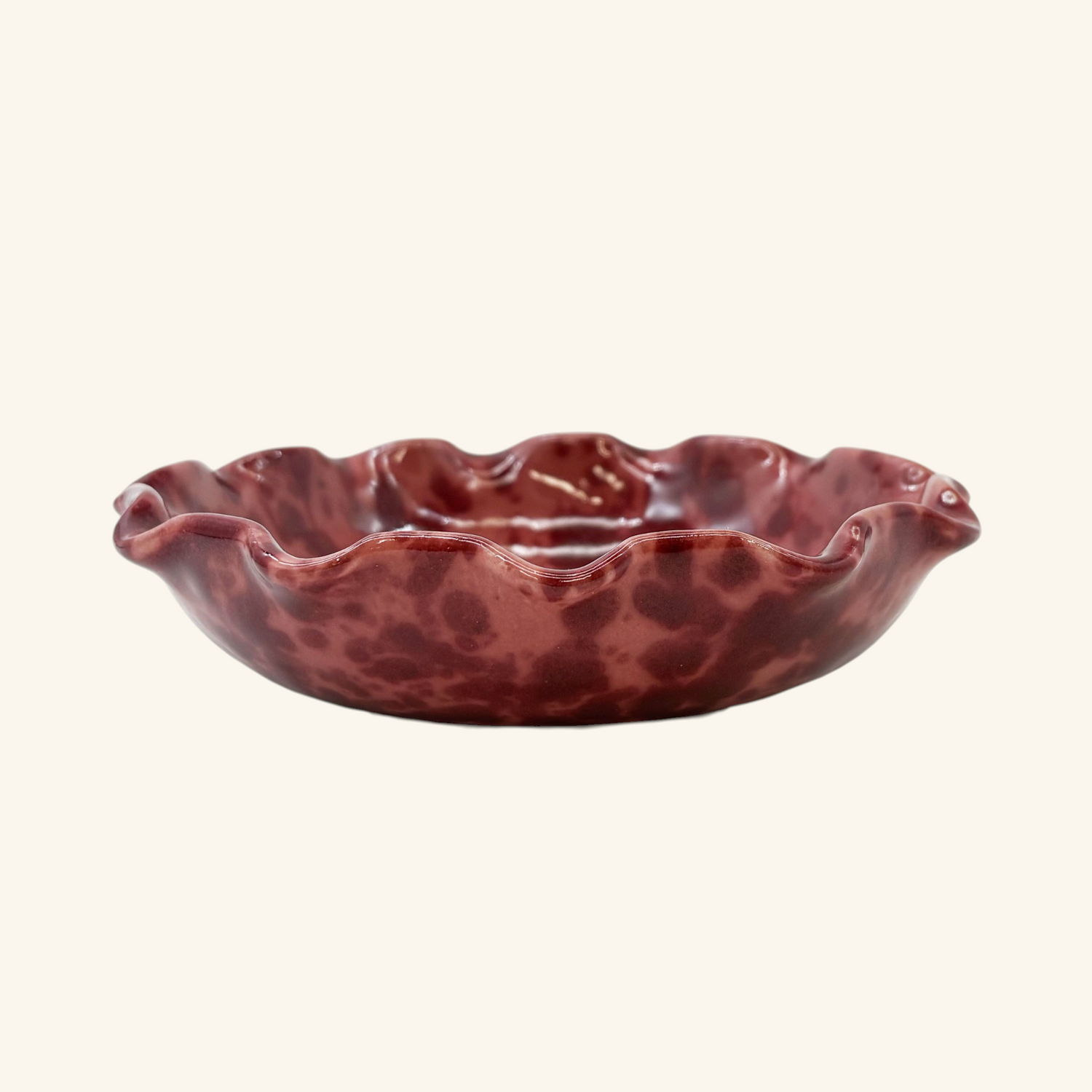 Shallow Scalloped Splatterware Bowl
