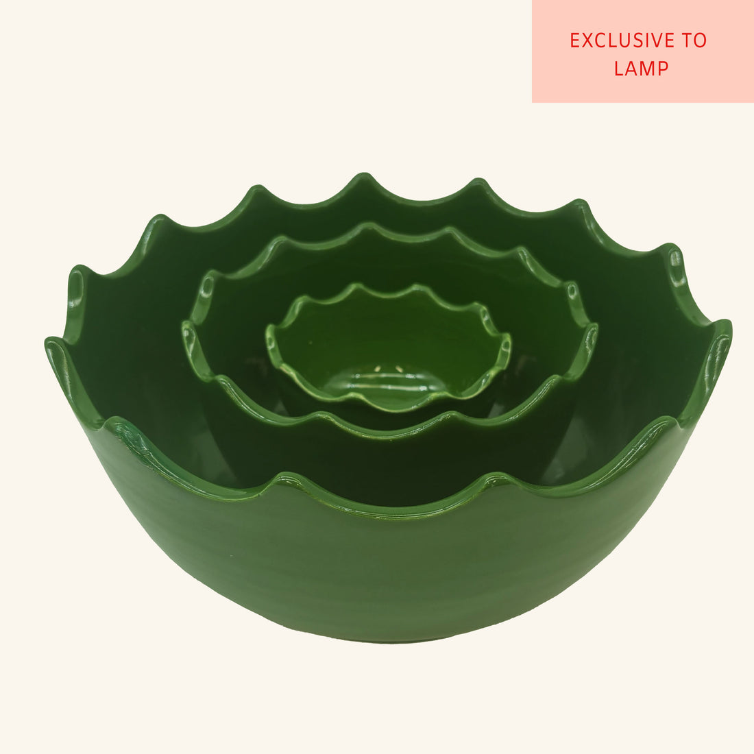 Set of 3 Scalloped Edge Bowls