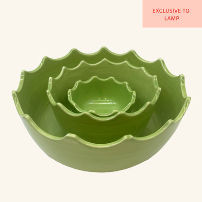 Set of 3 Scalloped Edge Bowls