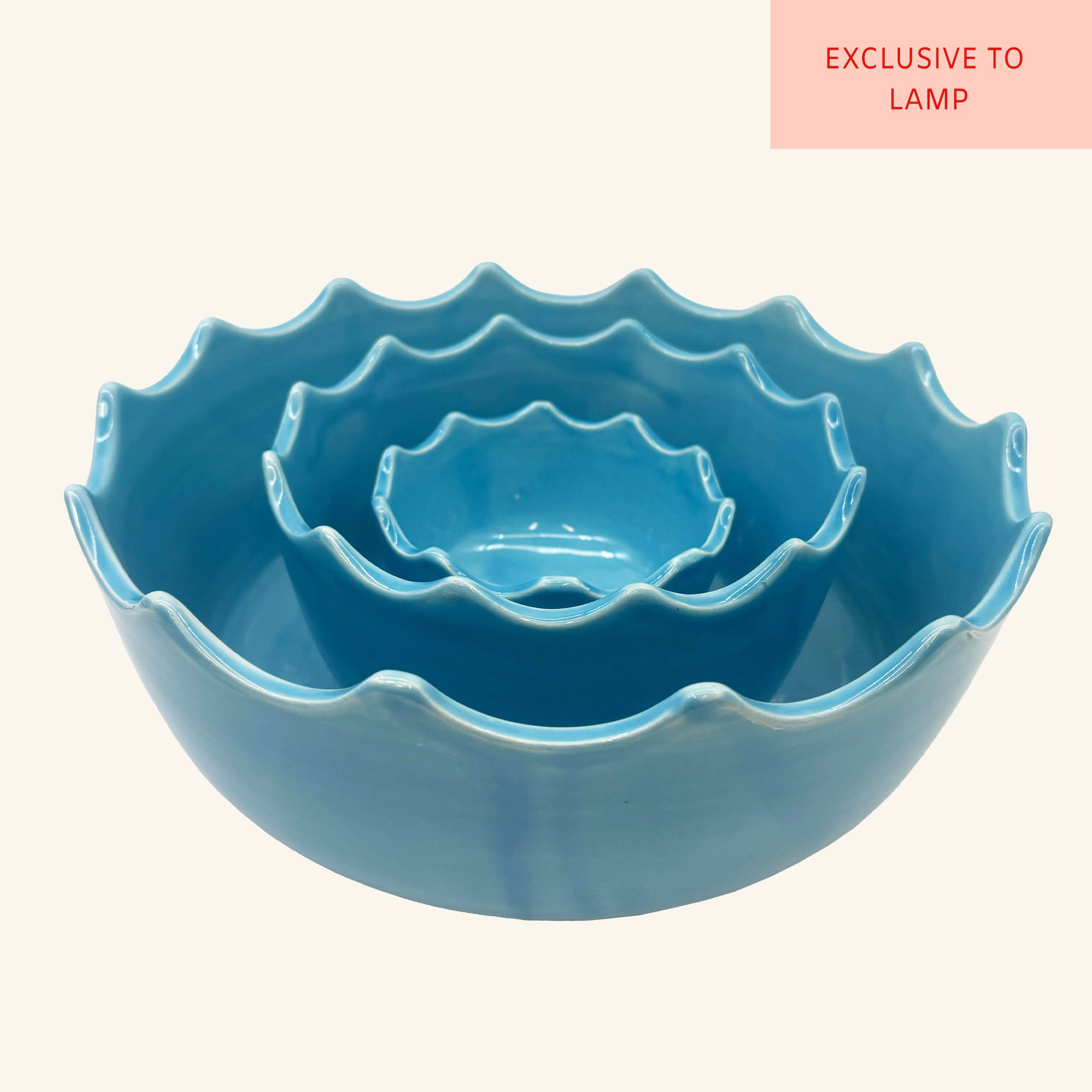 Set of 3 Scalloped Edge Bowls
