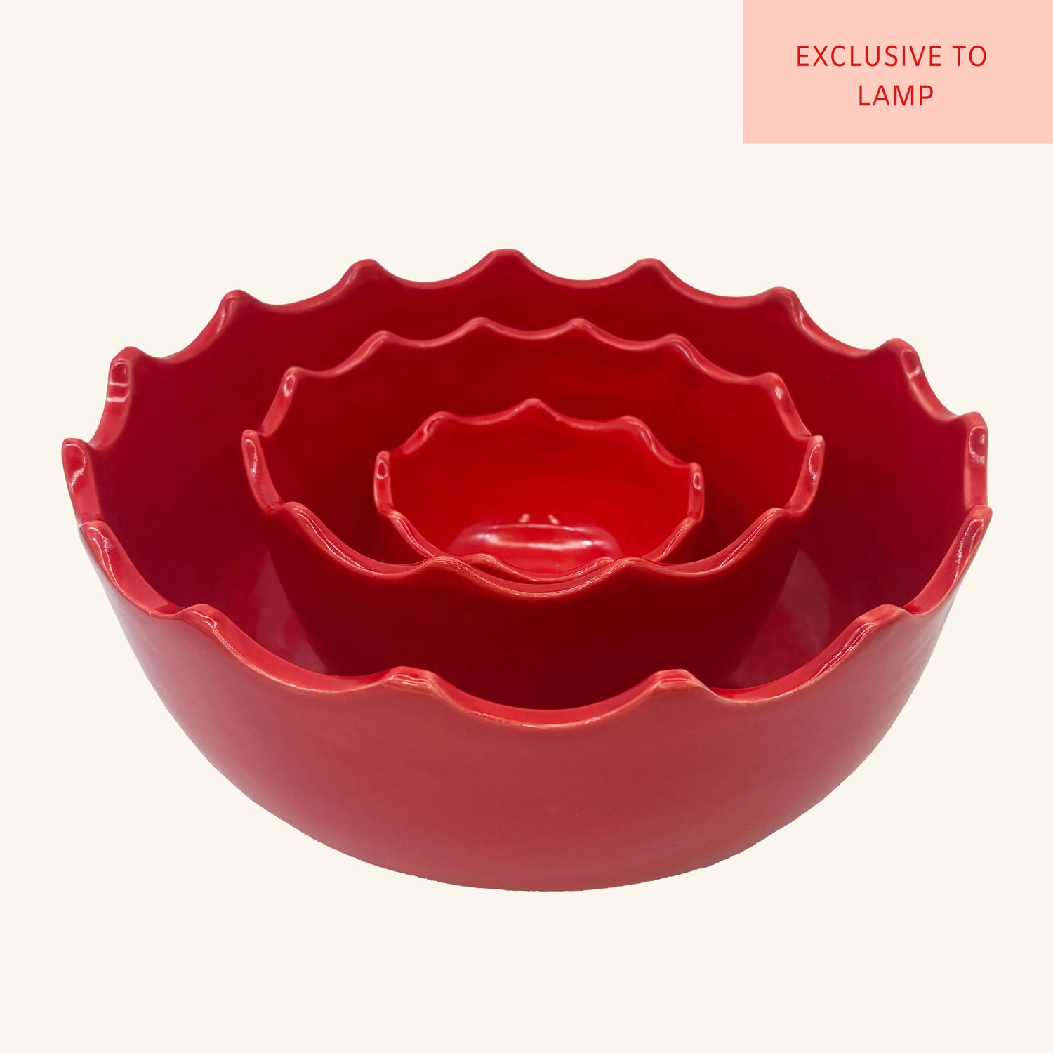 Set of 3 Scalloped Edge Bowls