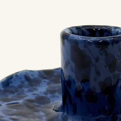 Scalloped Splatterware Candle Holder