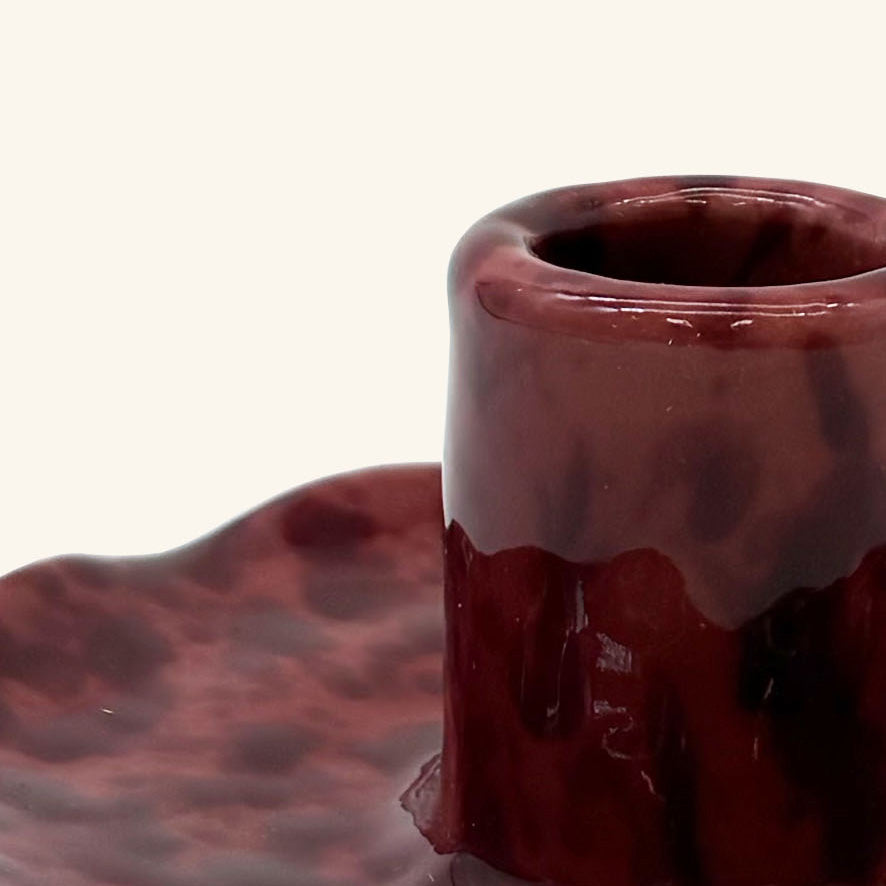 Scalloped Splatterware Candle Holder