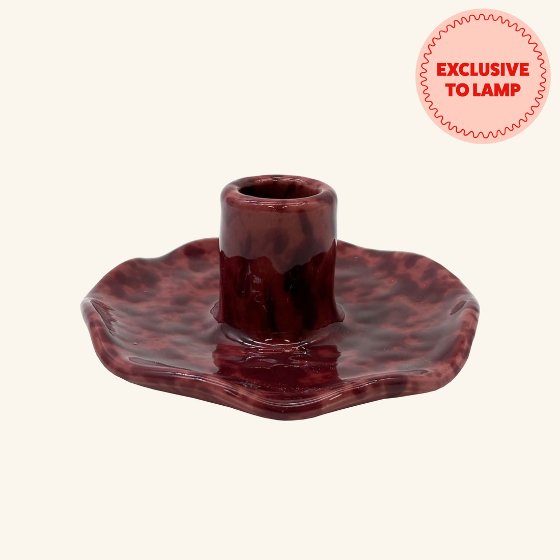 Scalloped Splatterware Candle Holder