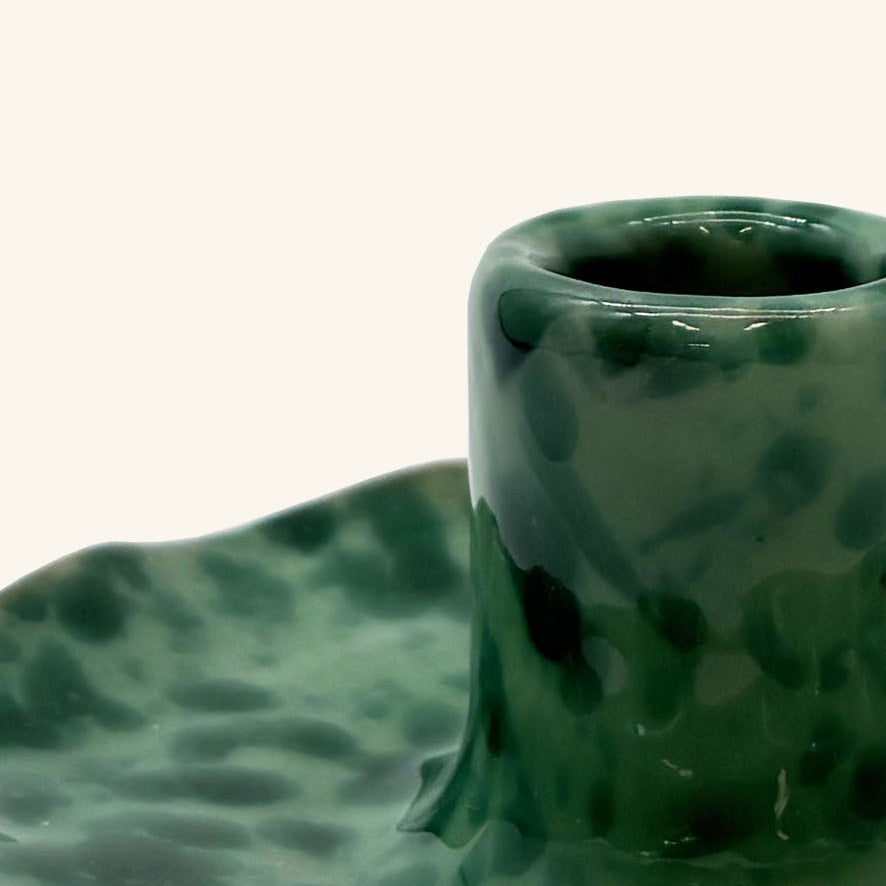 Scalloped Splatterware Candle Holder