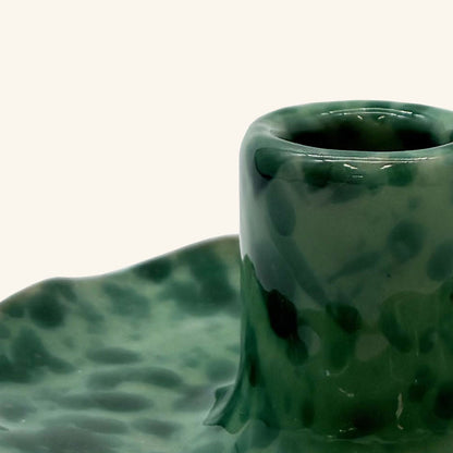 Scalloped Splatterware Candle Holder