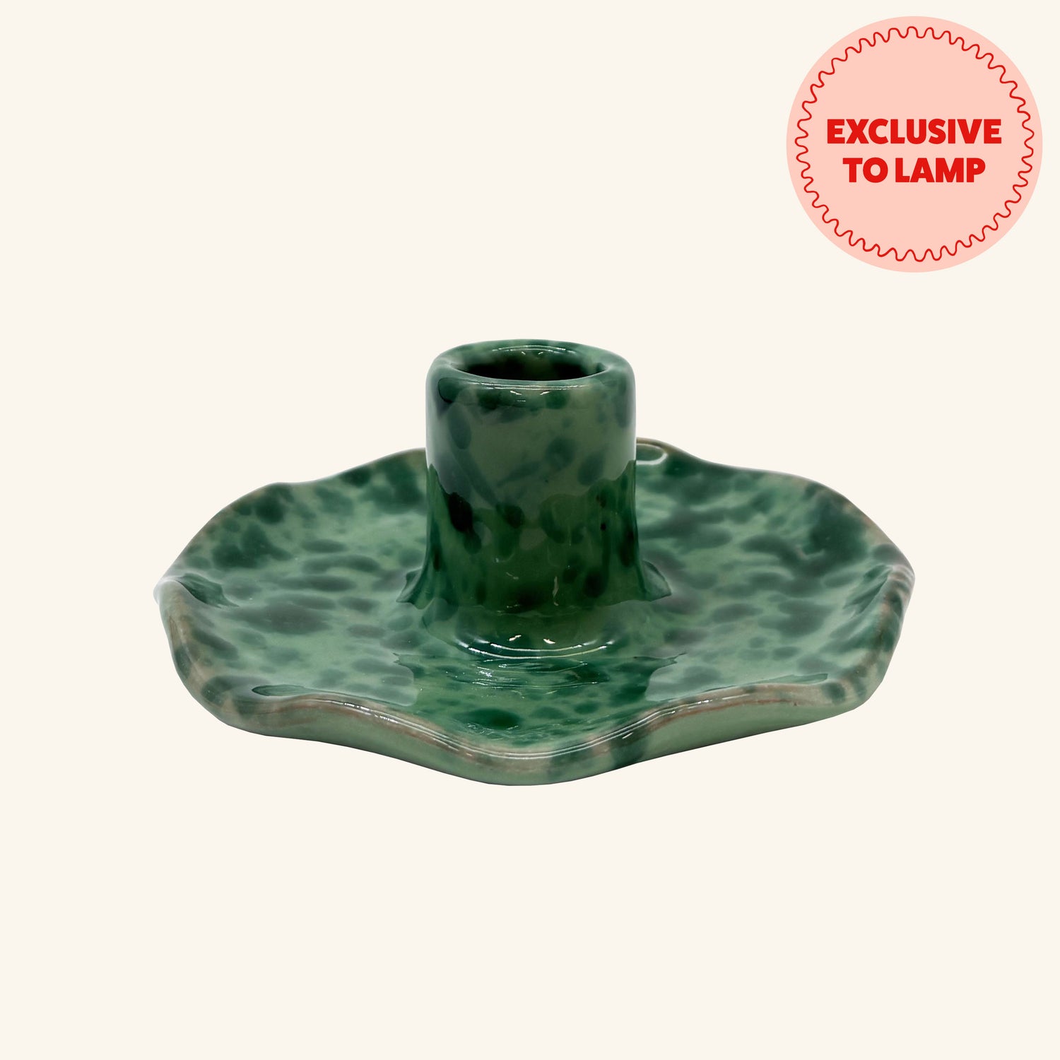 Scalloped Splatterware Candle Holder