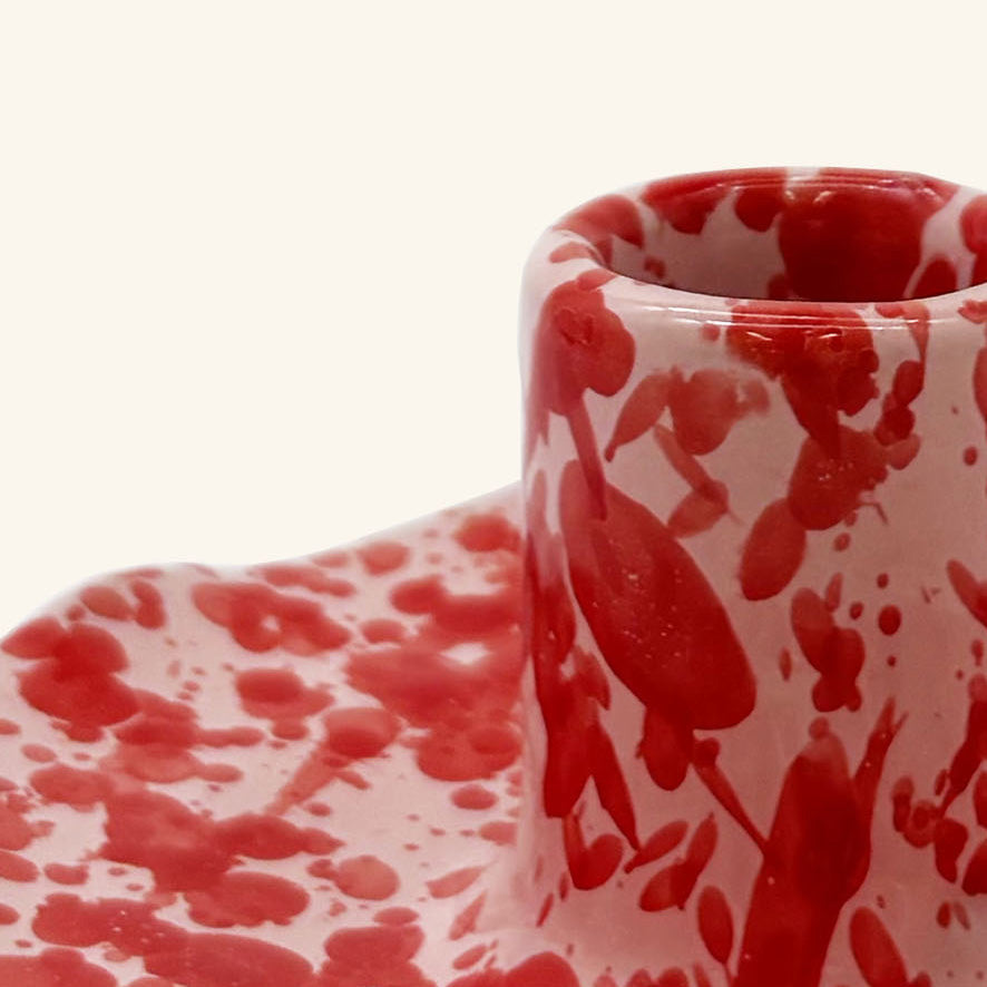 Scalloped Splatterware Candle Holder