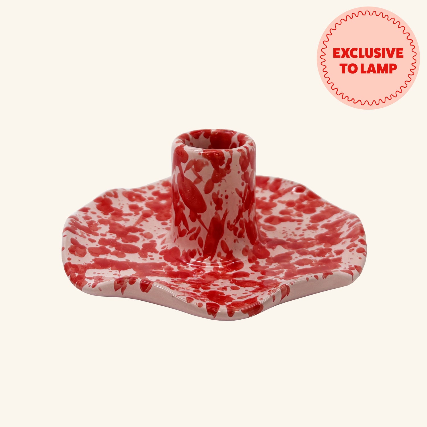 Scalloped Splatterware Candle Holder