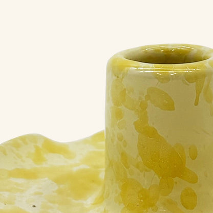 Scalloped Splatterware Candle Holder