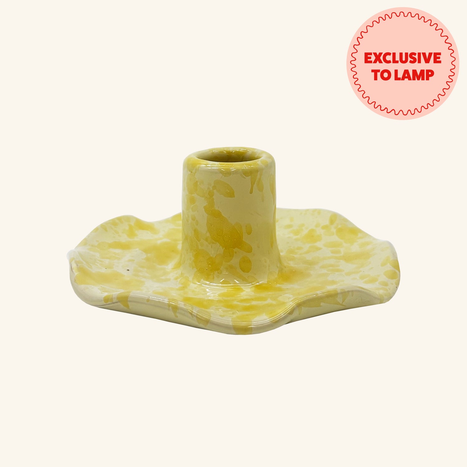 Scalloped Splatterware Candle Holder