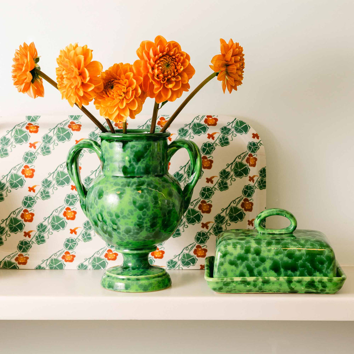 Splatterware Two Handle Vase