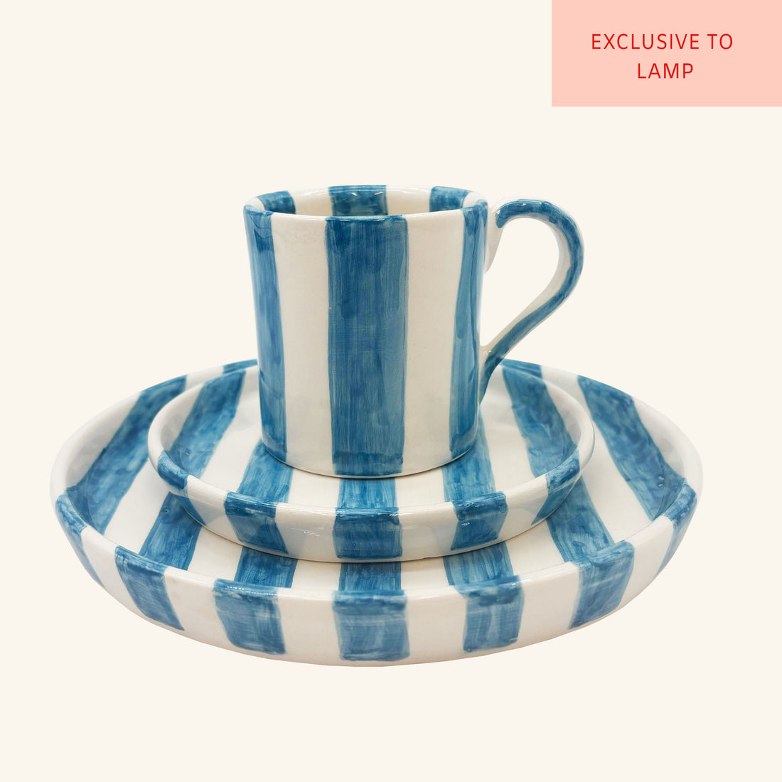 Striped Mug, Saucer &amp; Plate Set