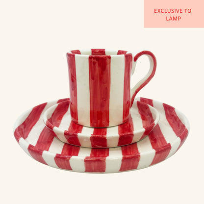 Striped Mug, Saucer &amp; Plate Set