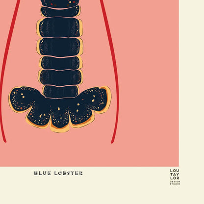 Lobster Blue on Pink Lou Taylor Design Studio