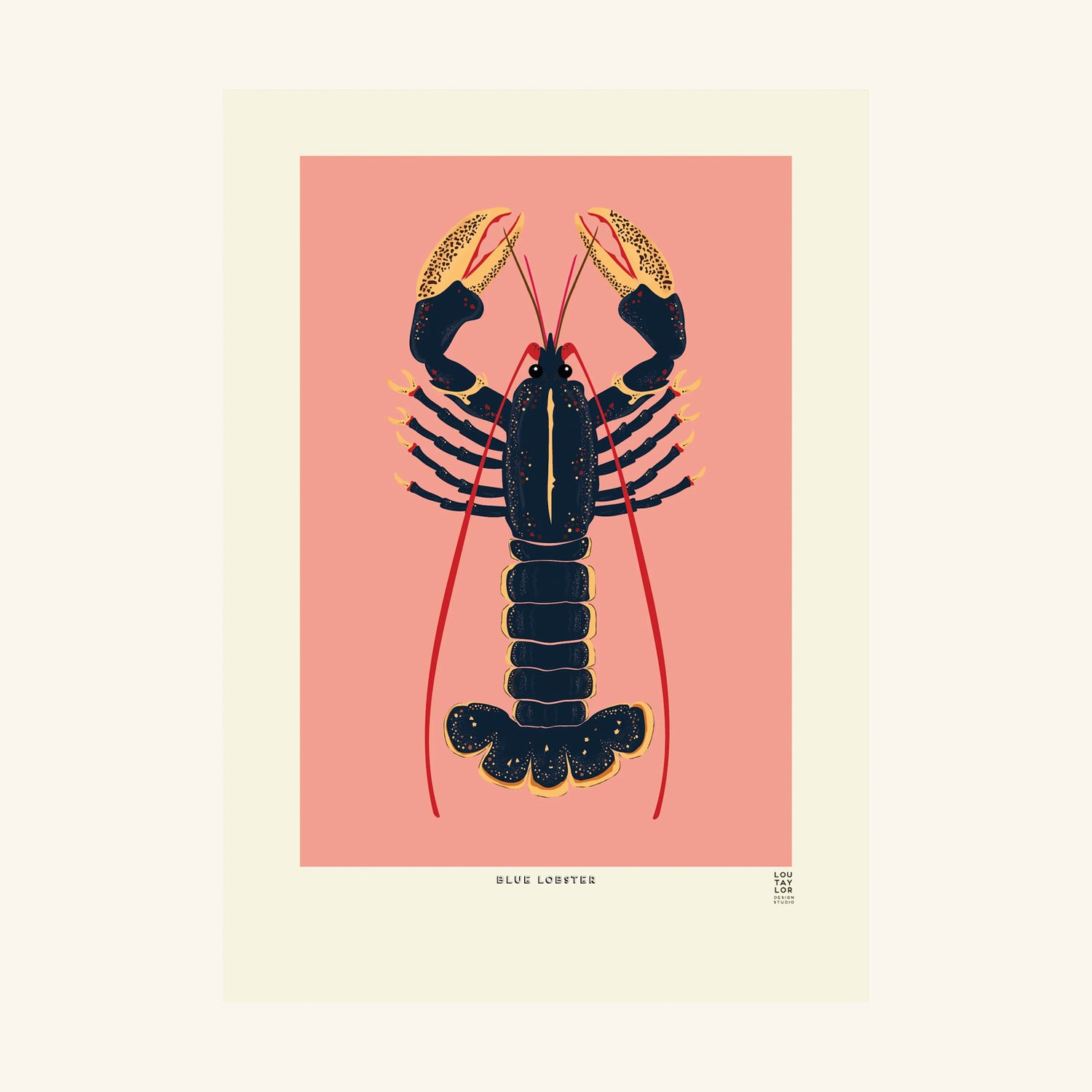 Lobster Blue on Pink Lou Taylor Design Studio
