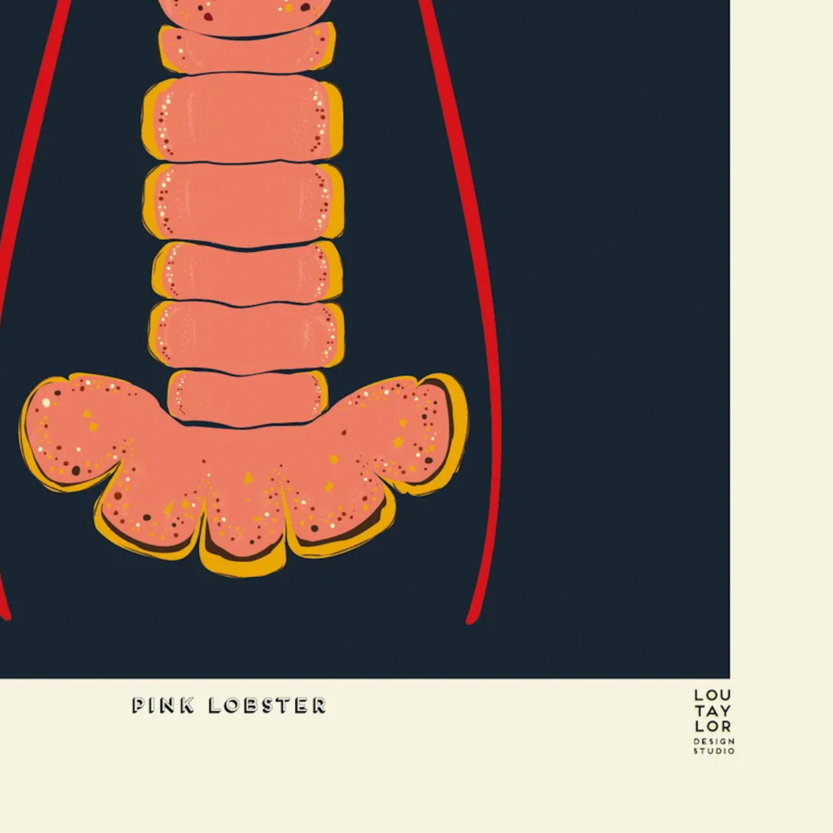 Lobster Pink on Blue Lou Taylor Design Studio