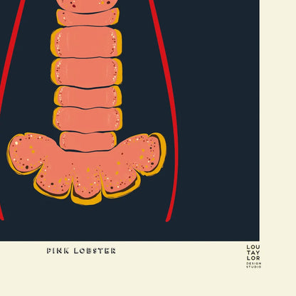 Lobster Pink on Blue Lou Taylor Design Studio