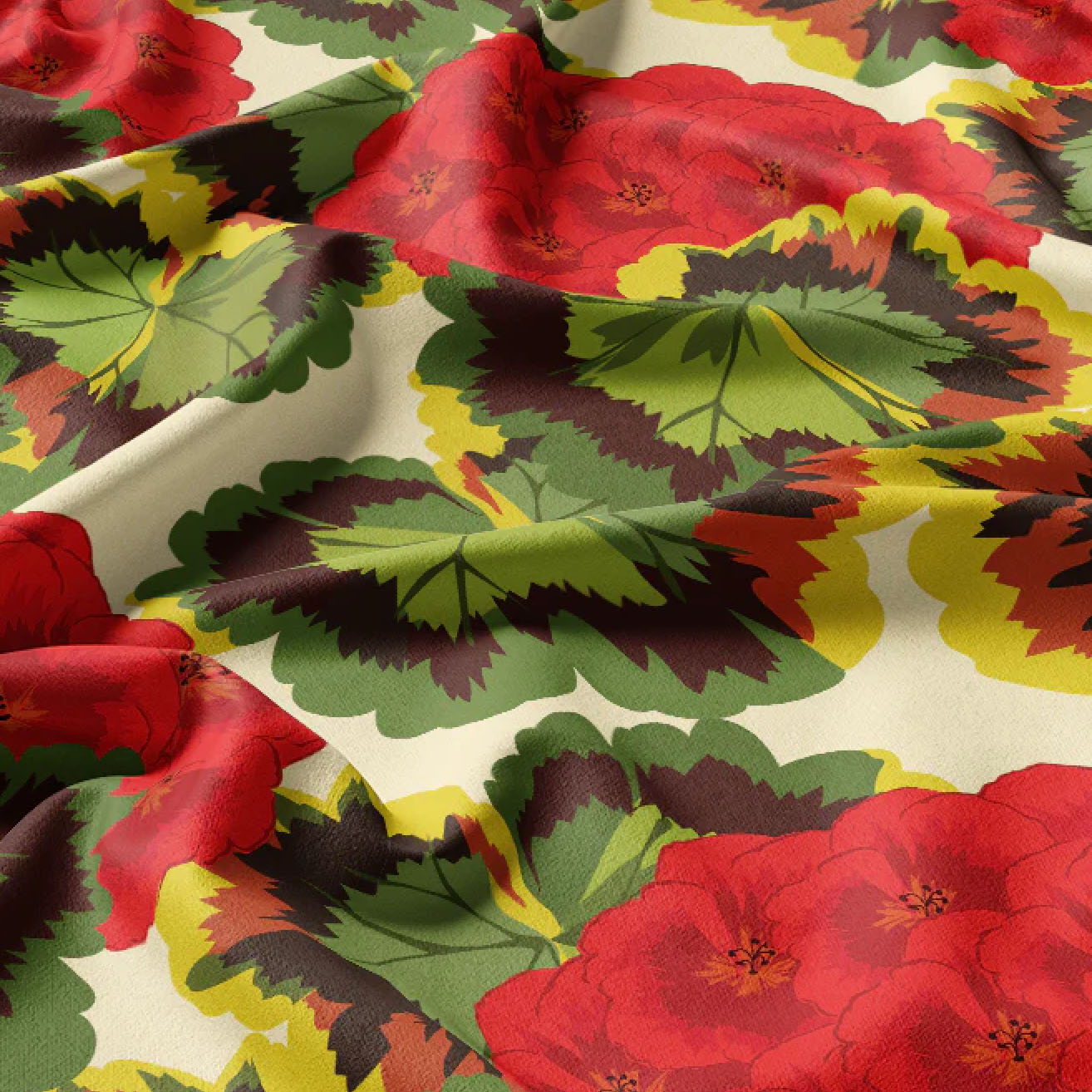 Red Pelargonium Fabric