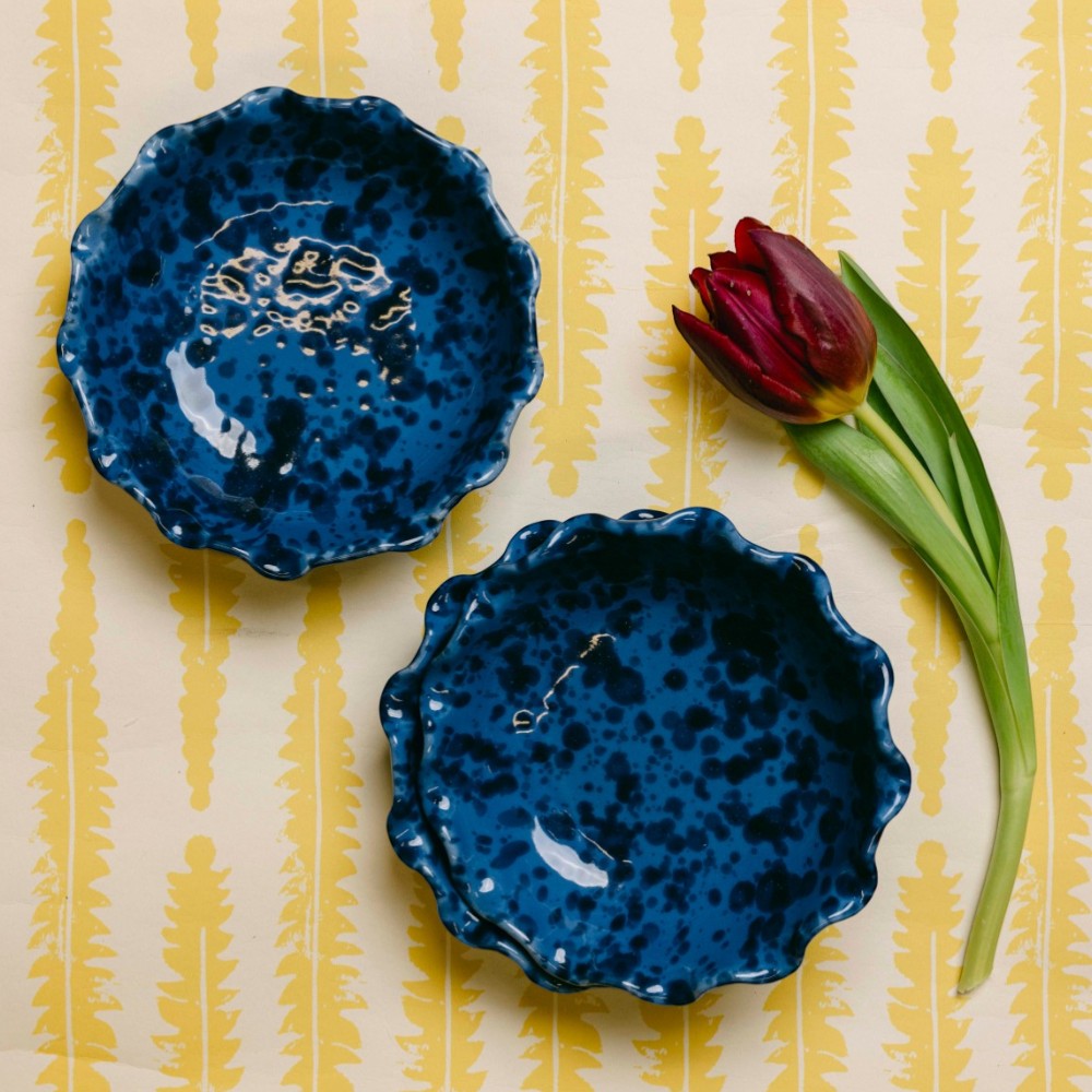 Shallow Scalloped Splatterware Bowl